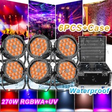 270W Waterproof Stage Lighting RGBWA UV 18LED Par Light DMX Party Light w/Case