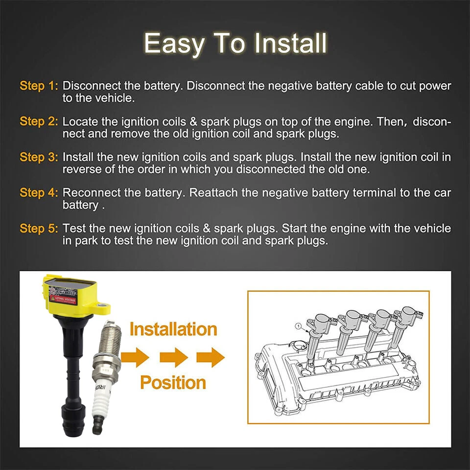 Ignition Coil & Spark Plug Platinum For Nissan Frontier Xterra 4.0L V6 2005-2011 - Image 3 of 4