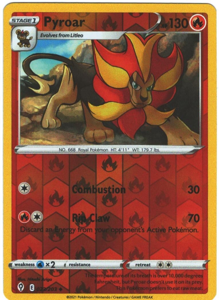 Pyroar 23/203 Evolving Skies Reverse Holo Uncommon Pokemon Card TCG 023/203