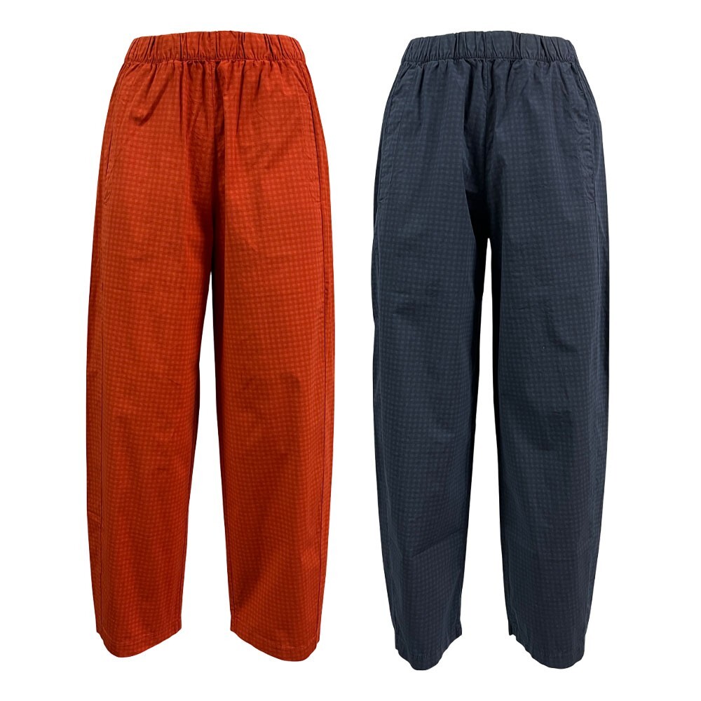 TREBARRABI pantalone a ovetto in cotone leggero stampa vichy PRUX VICHY