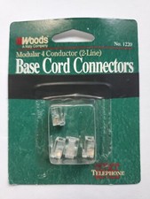 Modular 4 Conductor 2-Line Base Cord Connectors 4 Piece For Telephone Cords