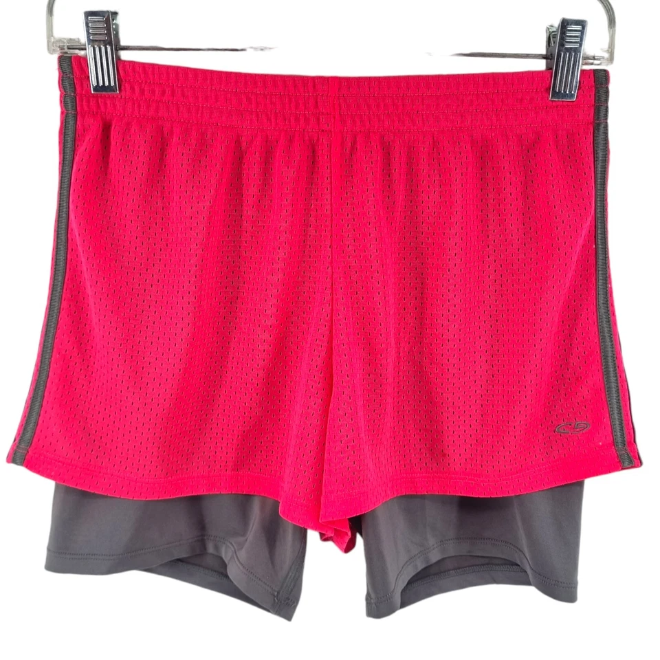 Champion Girls 2-in-1 Hot Pink/Gray Athletic/Activewear Stretch Bike Shorts XL  - Image 3 of 4