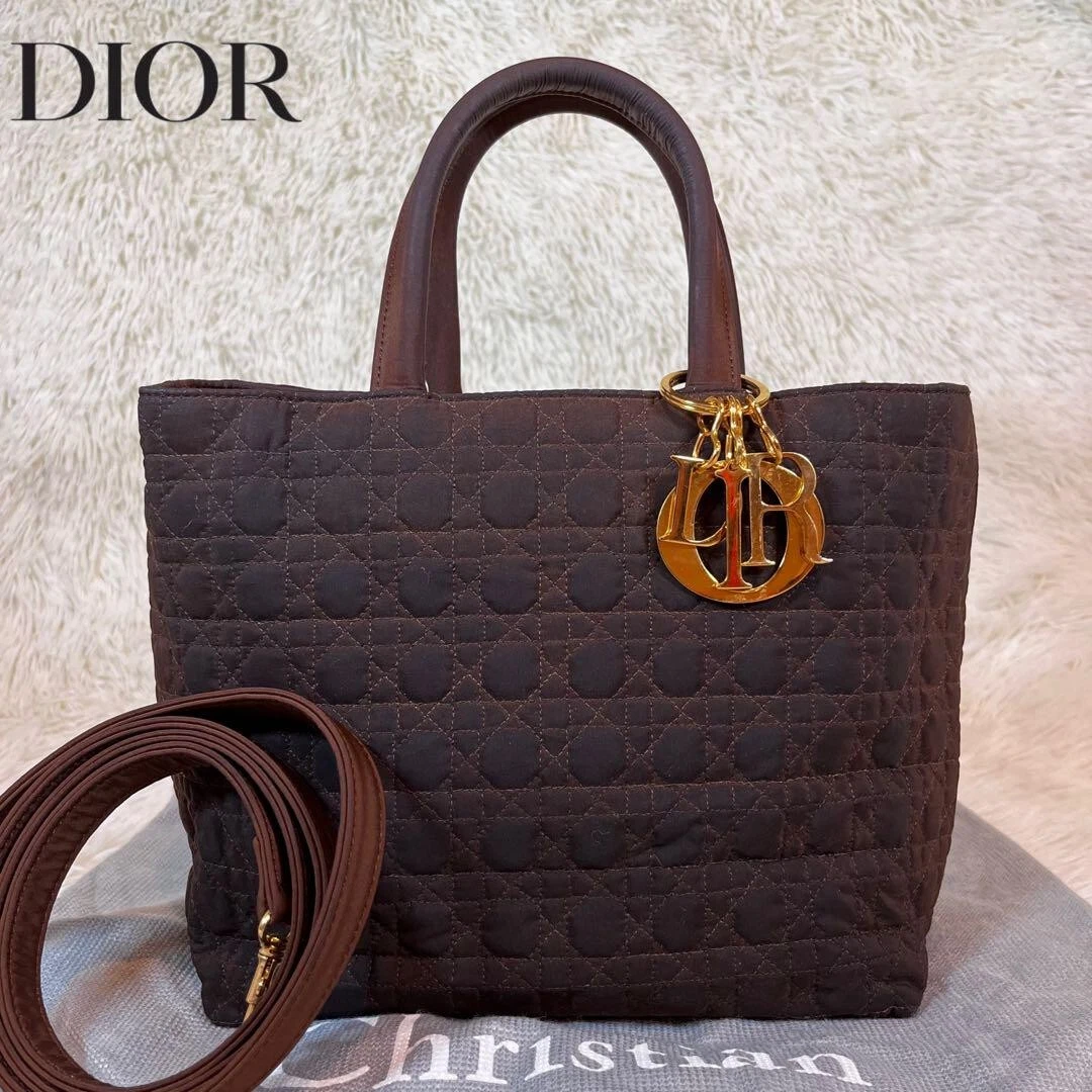 Sac à main bidirectionnel Christian Dior Lady dior Nylom marron foncé 240423N expédié de JP !