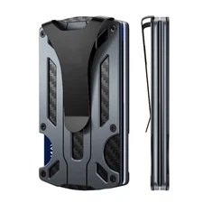 Mens Slim Wallet with Money Clip: Minimalist anti Theft Blocking Credit Card Hol