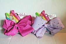 JoJo Siwa 2 Bow LOT Dark Pink  Lt Purple Rhinestone Girl's Signature Hair Bows