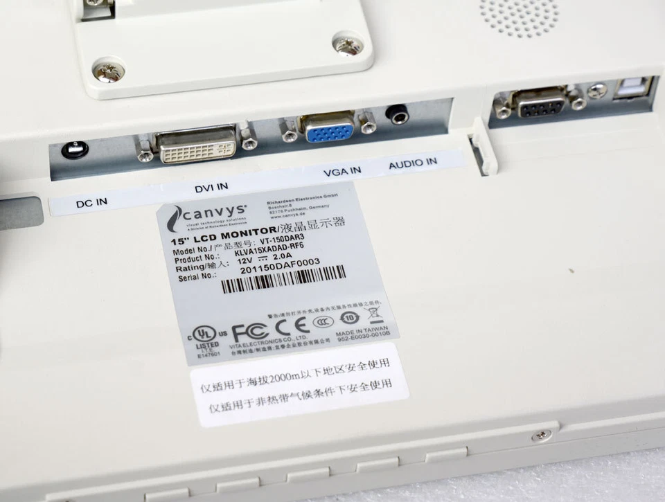 15" 38cm TOUCHSCREEN MONITOR CANVYS VT-150DAR3 SIEMENS INDUSTRIEQUALITÄT NEW NEU - Bild 4 von 4