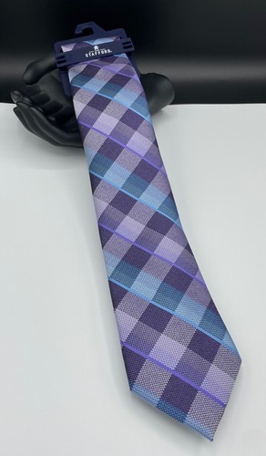 STAFFORD Men's Neck Tie ~ Purple ~ Plaids & Checks ~ NEW MSRP: $34. - Picture 2 of 3
