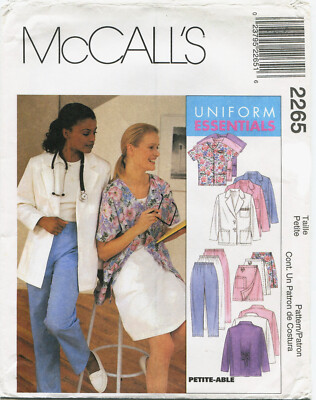 McCalls 2265 Scrubs Misses Medical Lab Uniform Sewing Pattern Uncut Size 12-14
