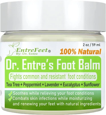 ENTREFEET Dr. Entre'S Antifungal Foot Balm: Tea Tree Oil & Shea Butter Based - Organic