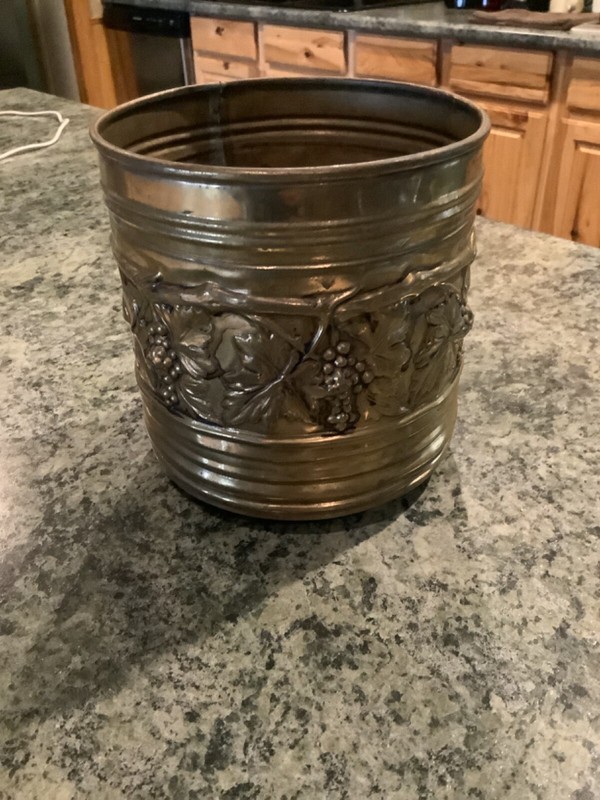 Vintage Rare Brass Planter Pot Plant Footed Ivy Vines Grapes England