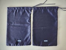 2 x New AUTH PRADA Blue Satin Storage Travel Drawstring Dust Bag 13.0"x8.5"