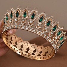 Vintage Crystal Crown Baroque Rhinestone Tiara Round Hair Jewelry Accessories