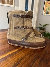 Swedish Snow Overboots Military  Mens Tan Canvas/Wool Leather Buckles/Soles READ