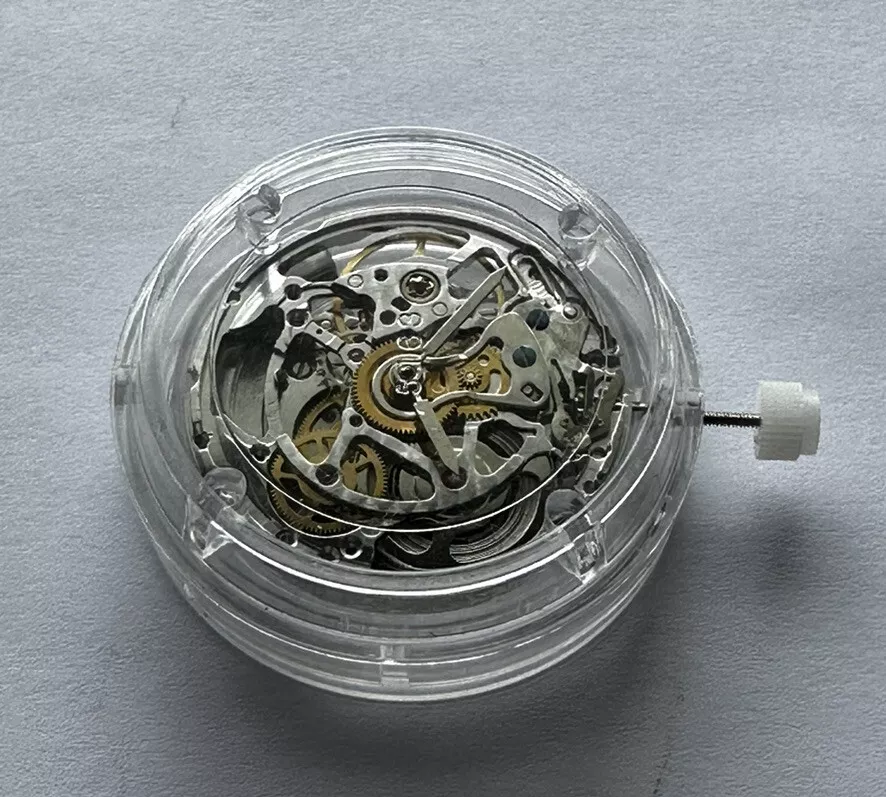 New Chinese Automatic Mechanican CH 6611 Silver 25jewel Skeleton Watch Movement