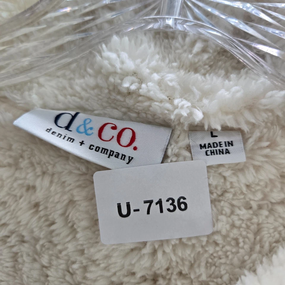 Chaqueta de mujer D&Co grande blanca acolchada Sherpa sin mangas cuello falso Foto 2 de 4