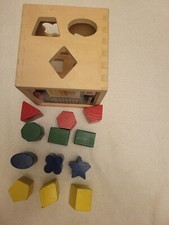 Melissa  Doug Shape Sorting Cube - Classic Wooden Toy With 12 Shapes