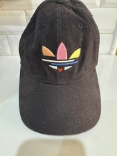 Adidas Multi-Colored Trefoil Logo Men's Strapback Hat - Black - Adjustable EUC