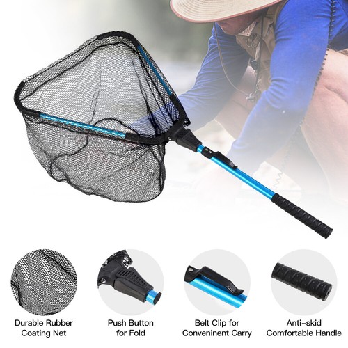 Foldable Pole Fishing Net Landing Mesh Fish Catch Folding Handle Lightweight New - Picture 3 of 14