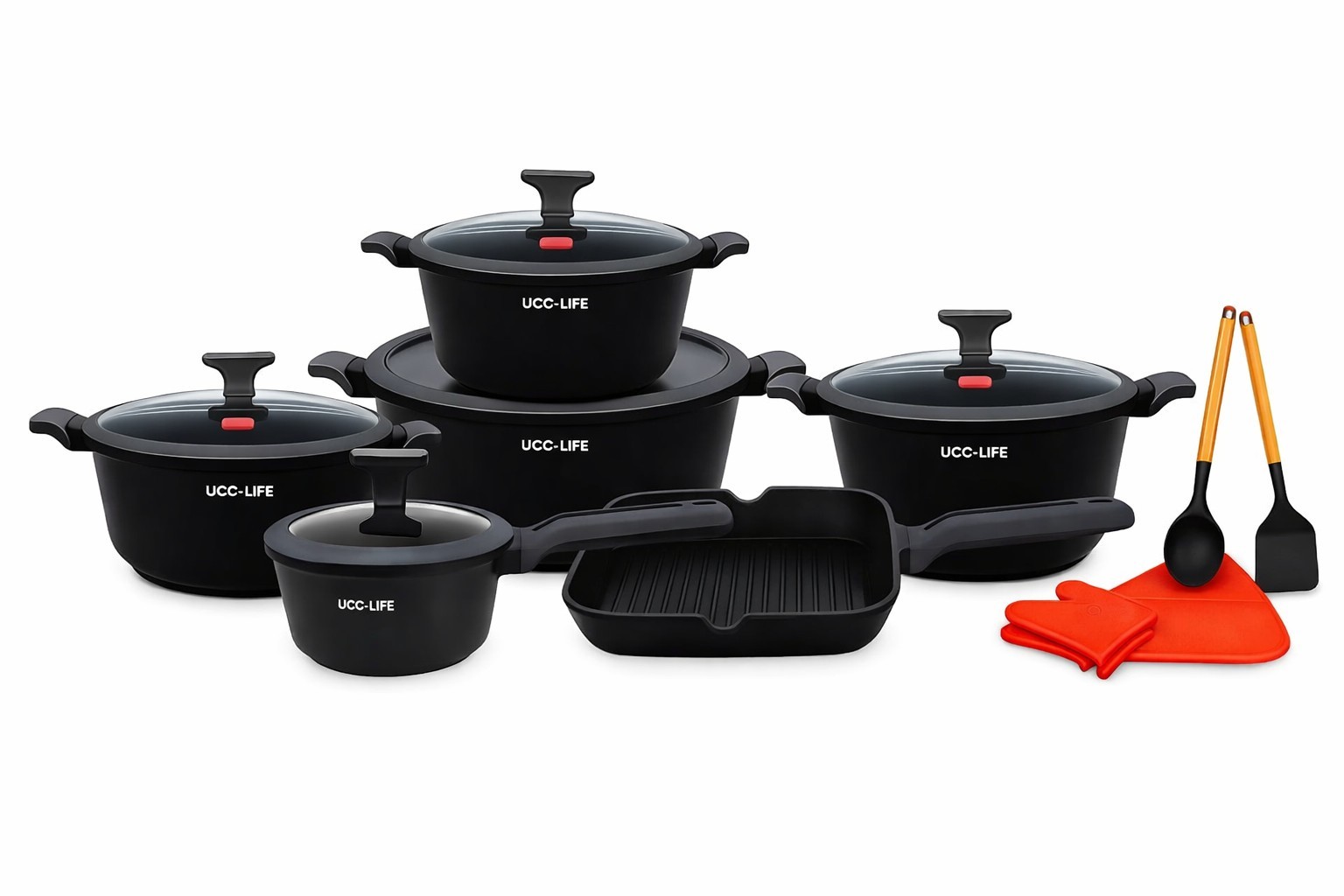 16-Piece Granite Non-Stick Cookware Set Pots Pans