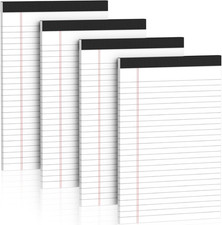 5" x 8" Note Pads 4 Pack of Legal 21lb Notepad College 5x8 Inch, White