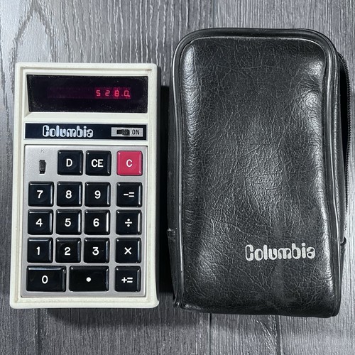 Vintage red LED Columbia Scientific CS110 Calculator With Carrying Tested Works