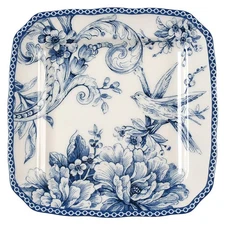 222 Fifth Adelaide Blue and White Square Appetizer Plate 8789394