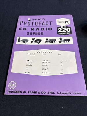 #ad SAMS Photofact CB Radio Series Manual CB 220 September 1978 $5.99