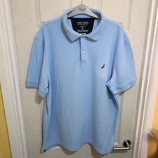 Nautica Polo Shirt Mens XL Light Blue Classic Fit Deck Polo Cotton Blend