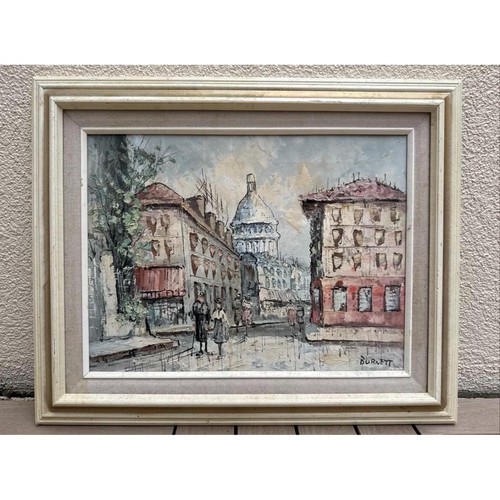 Early 20th Cent. Caroline Burnett Signed Painting Oil on Canvas Paris Cityscape