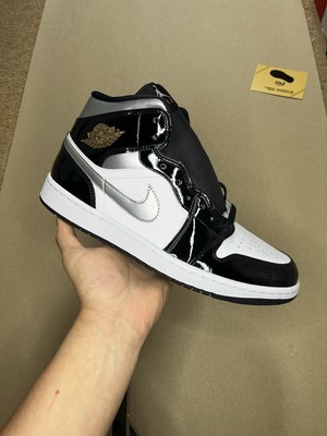 Patent Leather Air Jordan Black White Silver Nike Air Jordan Mid