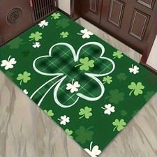 2D Clover Shamrock Soft Non-Slip Entryway Rug St. Patrick's Day Mat Home Decor