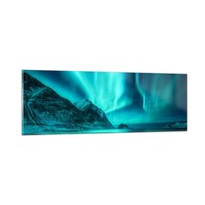 Quadro su Vetro 90x30cm Paesaggio Polo Nord Aurora Boreale Stampe Moderni Murale