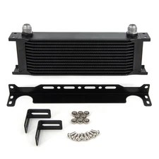 13 Row Universal Aluminum Transmission Engine Oil Cooler + Mounting Bracket Kits