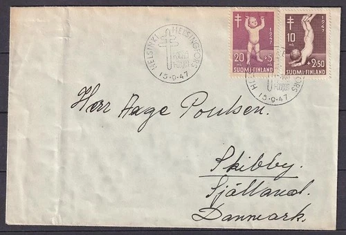 w2522/ Finland TB FDC Cover t/Denmark 1947