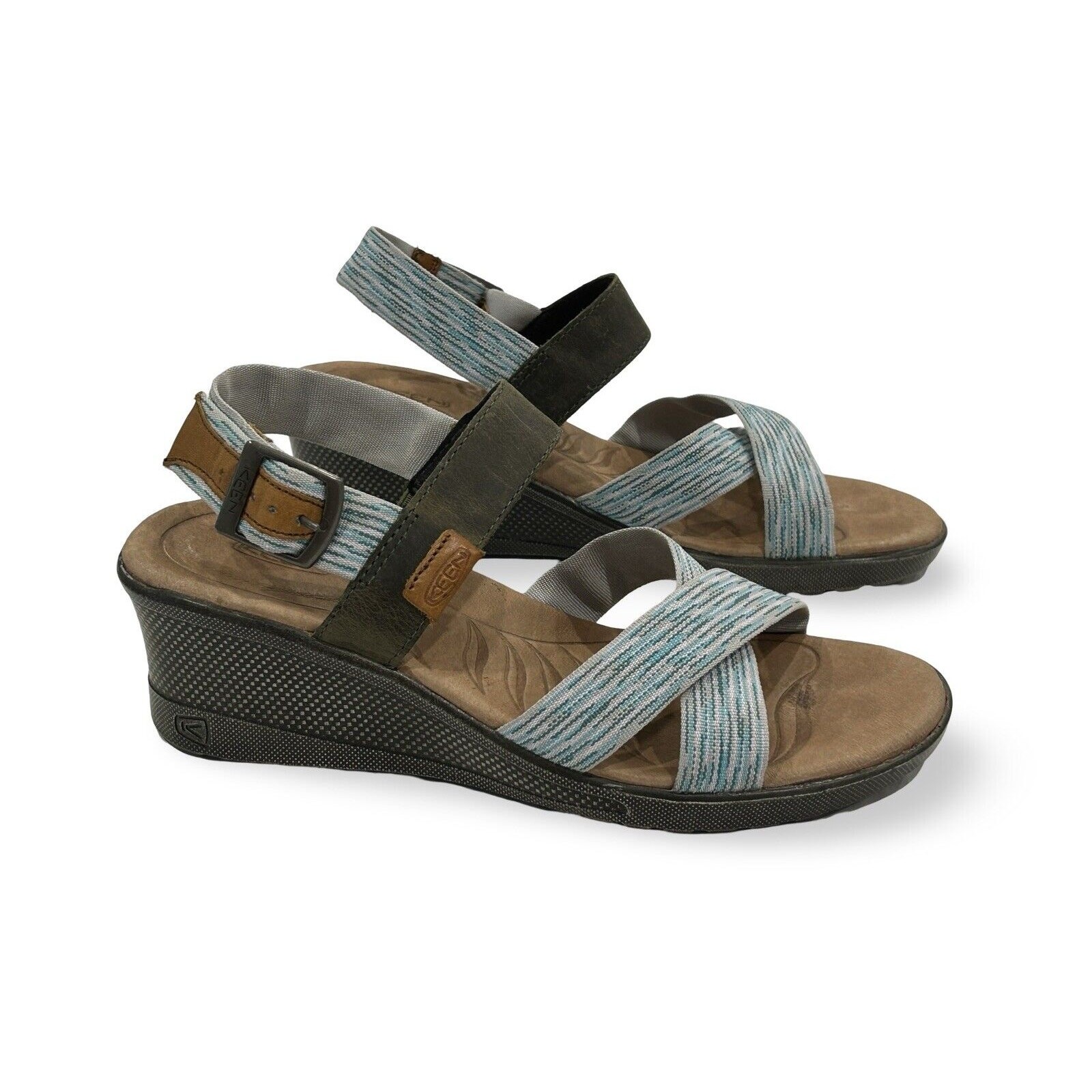 Sandali con zeppa Keen Skyline slingback da donna taglia 8 5 verde acqua scarpa comoda
