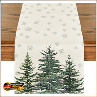 TischläUfer Weihnachten Kiefern Schneeflocken 40X240 Cm Deko Weihnachten