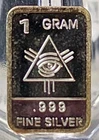 1 Gram .999 Fine Silver Art Bar Ingot. Seeing Eye. Fun Way Dip Into Investing.