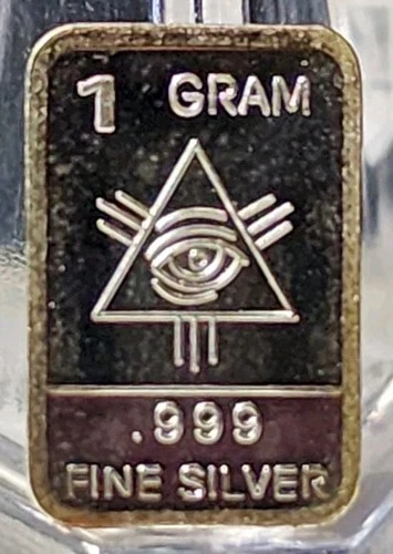 1 Gram .999 Fine Silver Art Bar Ingot. Seeing Eye. Fun Way Dip Into Investing.