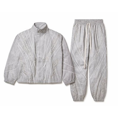 Vale Forever Spiral Track Suit Mens Large Grey Embroidered 2 Piece Jacket Pants