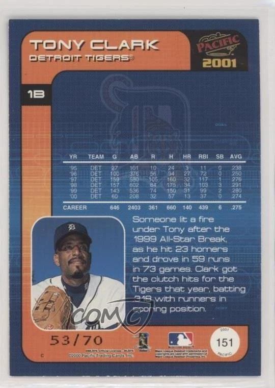 Pacific Hobby LTD 2001/70 Tony Clark #151 Foto 2 de 2