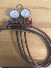Vintage Robinair  Side-Wheel Manifold Gauge Set - With Hoses - LOOK