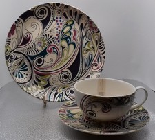 Denby Monsoon Home China Trio : Cup, Saucer, Plate : Cosmic Design : England