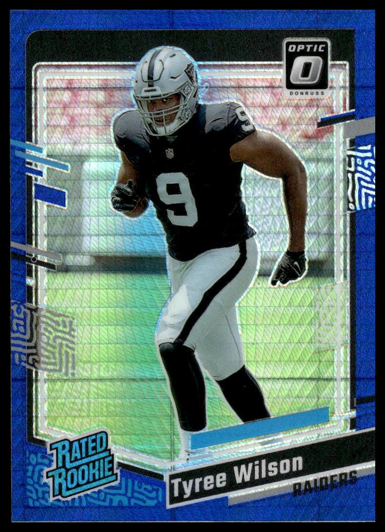 2023 Donruss Optic #262 Tyree Wilson RC Blue Hyper Las Vegas Raiders NM+