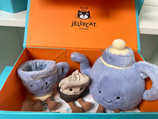 Retired Jellycat Amuseables Tea Set Vicky Teapot, Seb Teacup &Steepy Tea Bag