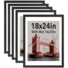 VCK 18x24 Poster Frame Black 5 Pack - with Mat 16x20, Textured Exclusive Soli...