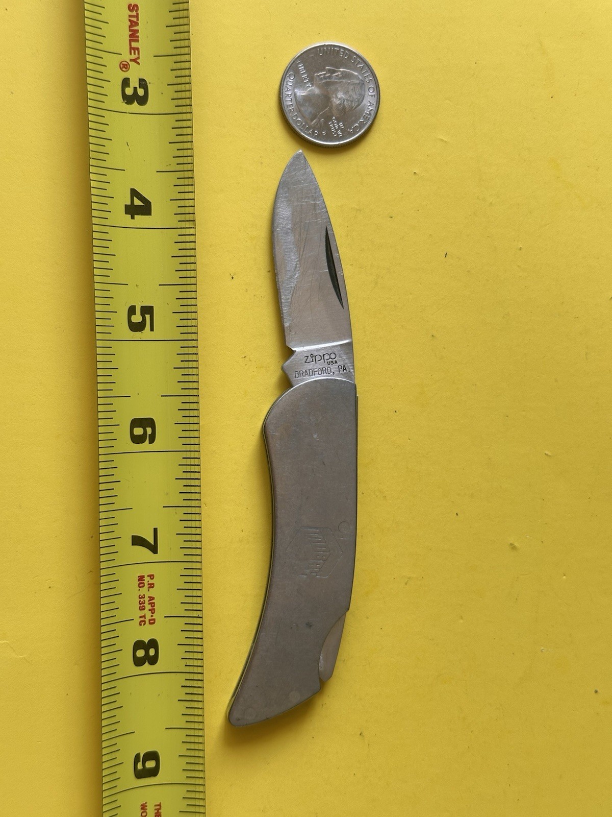 ZIPPO FOLDING POCKET KNIFE Plain Silver Tone