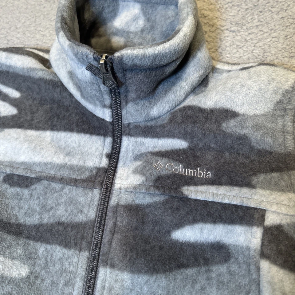 Columbia Niños Talla Pequeña 8 Gris Camuflaje Polar Chaqueta Excelente! Foto 2 de 4