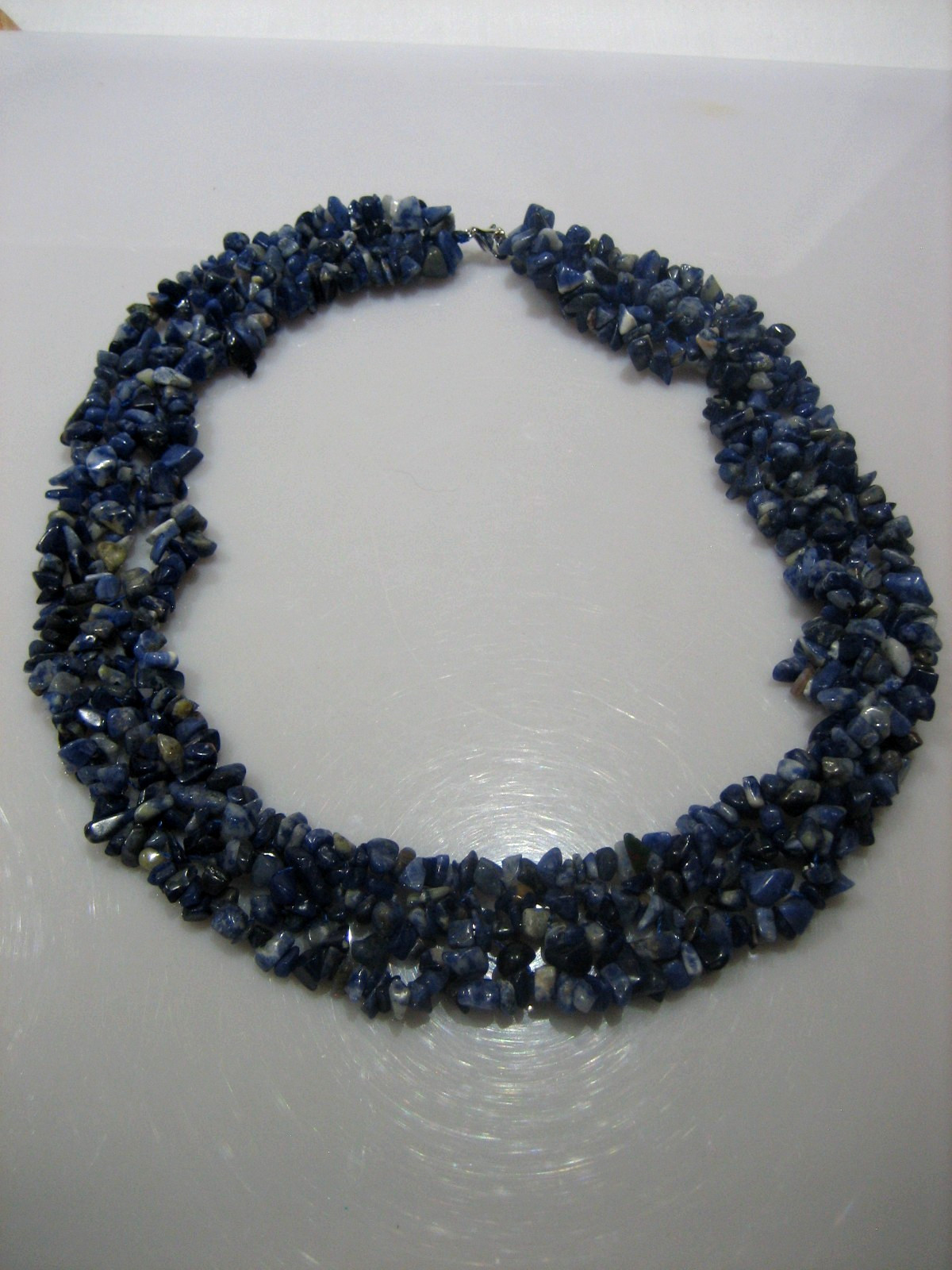 Lapis Lazuli Chip Statement Necklace Sterling Sil… - image 5