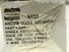 Arrow Hart 6400 Hart-Lock 125/250V 20A 3 Pole-4 Wire Receptacle L14-20R