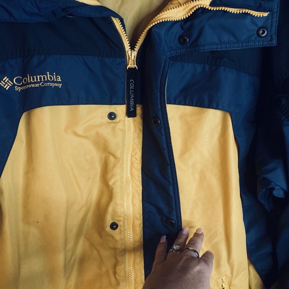 Columbia Sportswear Co. Men Blue Gold Nylon Coat Full Zip Jacket Size